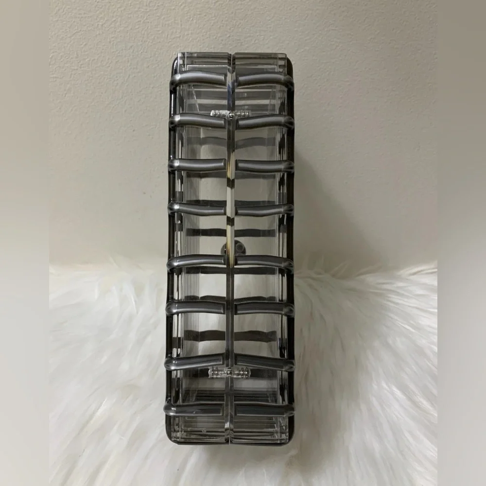 Cult Gaia Rina Caged Clear Acrylic Clutch Bag In Shiny Silver NEW IN BOX $388 - Picture 8 of 15